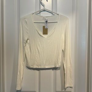 Wilfred free white long sleeve mid crop top